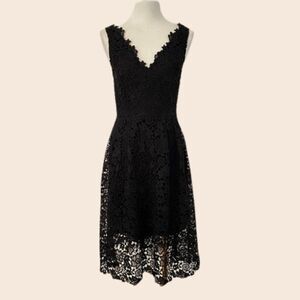 Astr Black Floral Lace Overlay Midi Dress Size Small